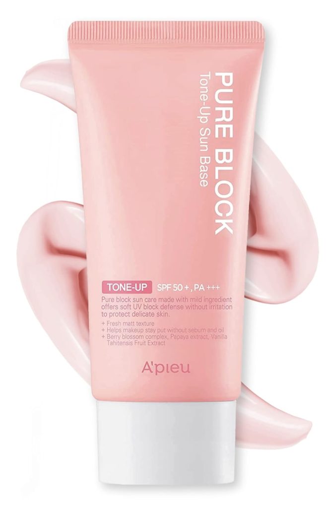 APIEU Pure Block Tone Up Sunscreen Base SPF50+/PA+++ 50ml | Tone-Up Reef Safe Korean Sunscreen for Makeup Base