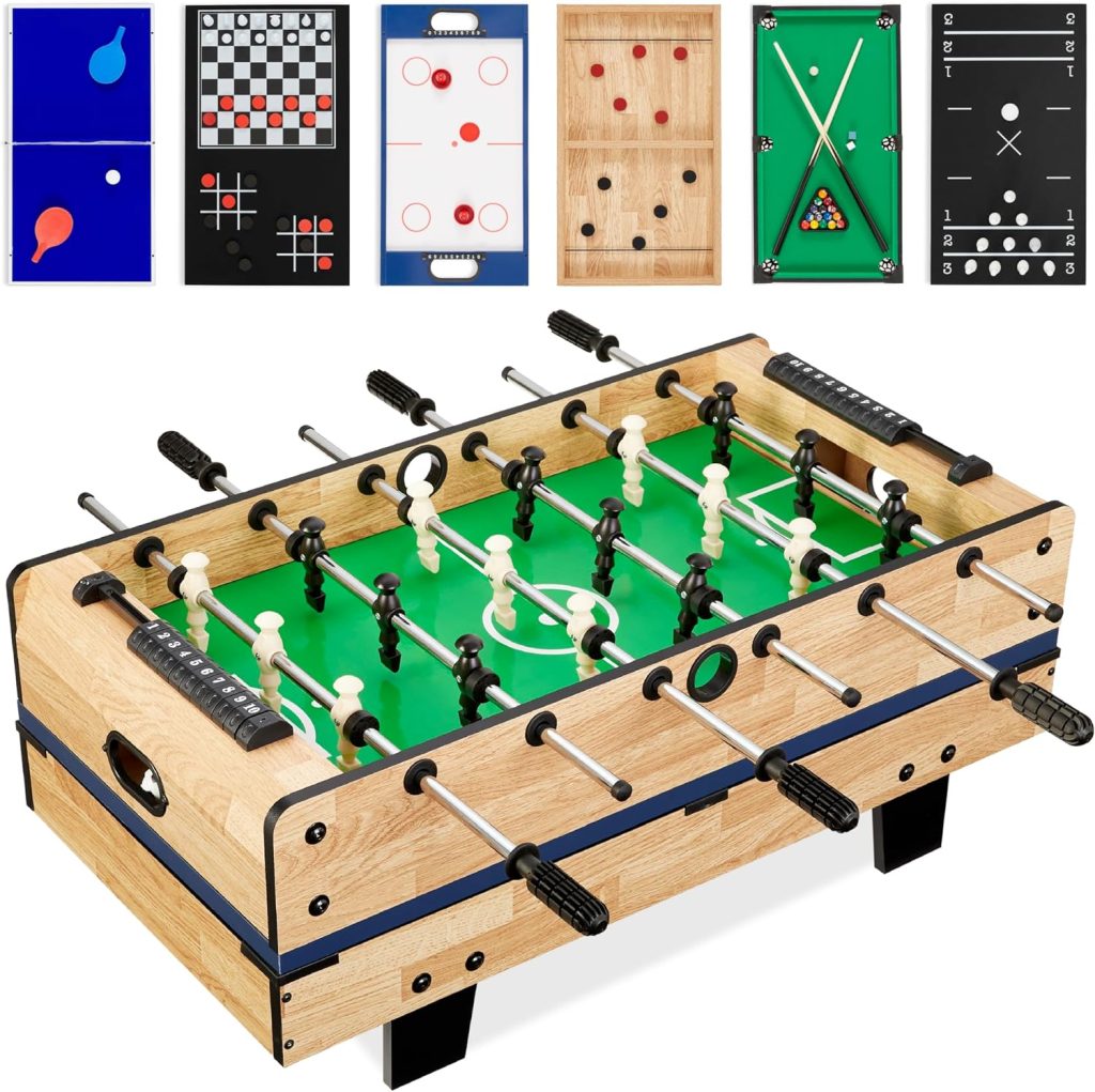 Best Choice Products 11-in-1 Kids Combo Game Table Set for Home, Game Room w/Ping Pong, Foosball, Table Hockey, Chess, Checkers, Shuffleboard, Bowling, 5 Accessory Bags