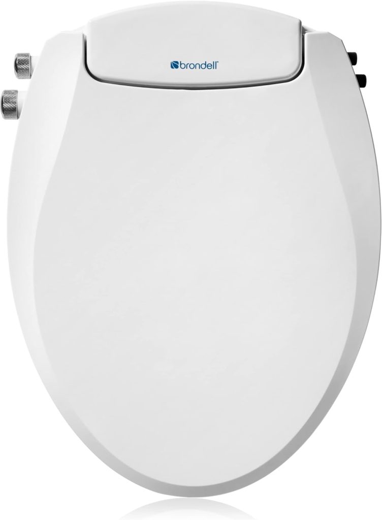 Brondell Bidet Toilet Seat, Non-Electric Swash Ecoseat, Fits Elongated Toilets, White - Dual Temperature, Dual Nozzle System - Bidet with Easy Installation