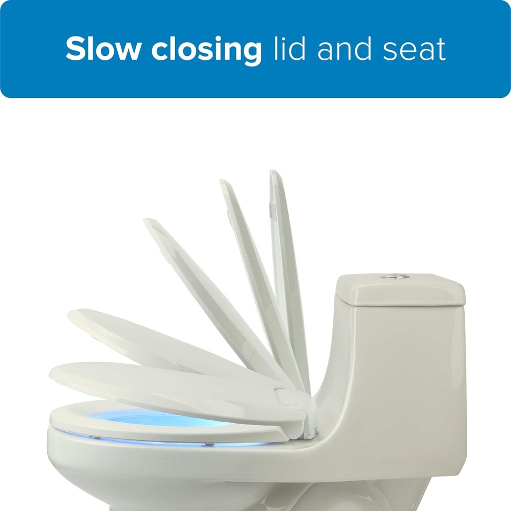 Brondell LS60-RW LumaWarm Heated Toilet Seat with Night Light, Three Temperature Settings, Gentle Close Lid, Easy Installation, Built-In Controls, Round, White