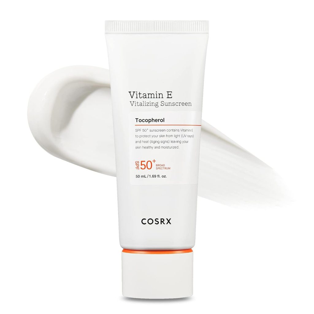 COSRX Daily SPF 50 Vitamin E Vitalizing Sunscreen, OTC Broad Spectrum UVA  UVB Protection, Lightweight  No White Cast, Invisible Semi Matte Finish, Sebum Balancing, Reef Friendly, Korean Skincare