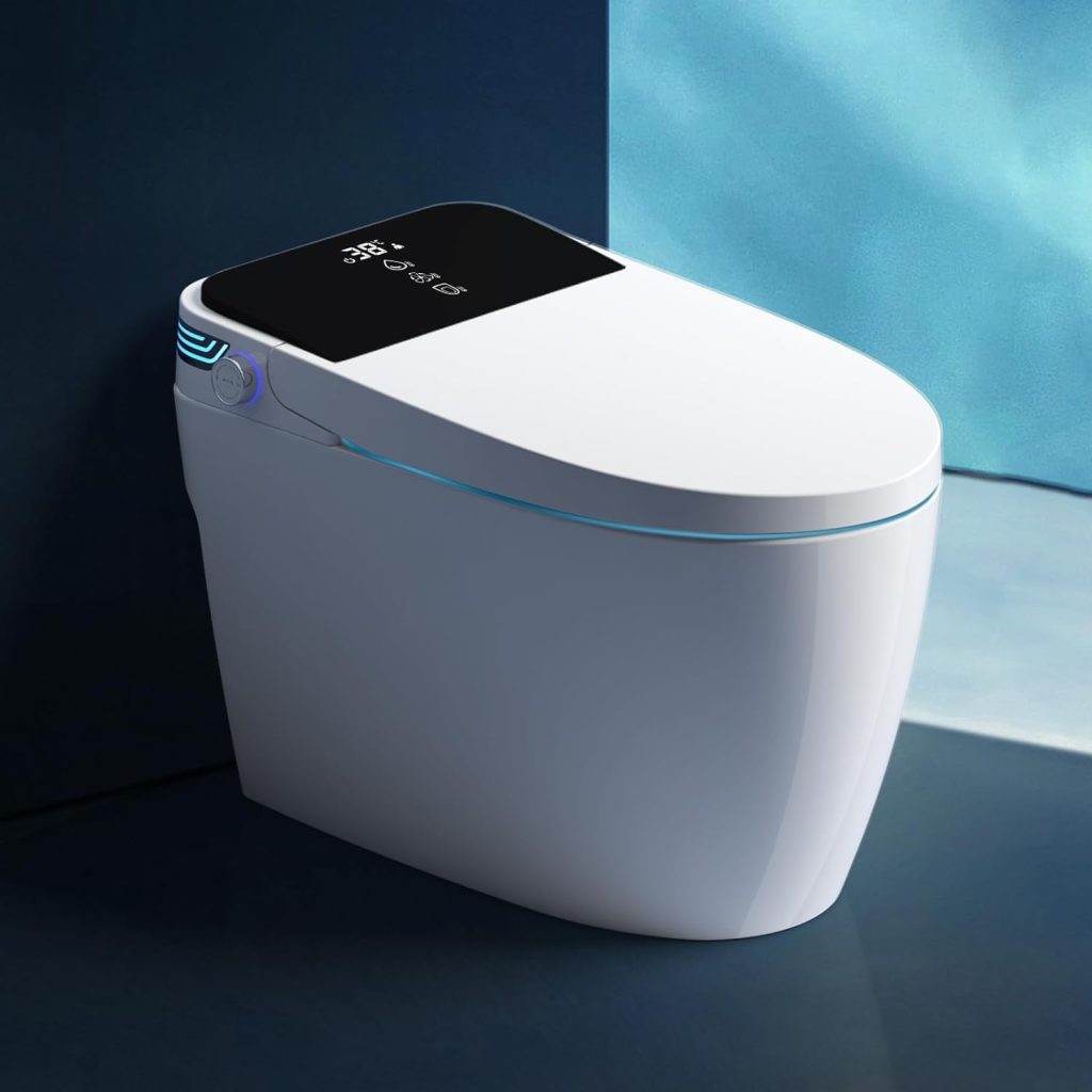 DACOM Smart Bidet Toilet, One Piece Toilet with Auto Open/Close, UV LED Sterilization, Heated Seat, Warm Water and Dry, Multi-Function APP Remote Control