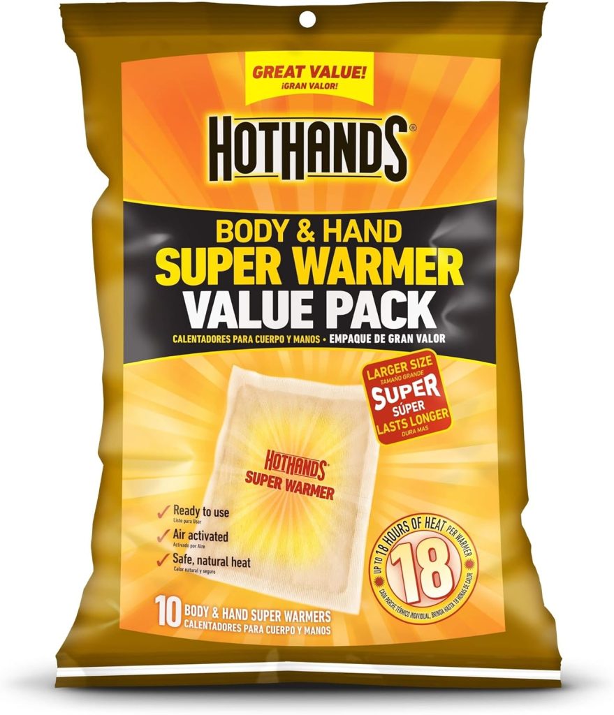 HotHands Body  Hand Super Warmers - Long Lasting Natural Odorless Air Activated Warmers - Up to 18 Hours of Heat - 10 Individual Warmers