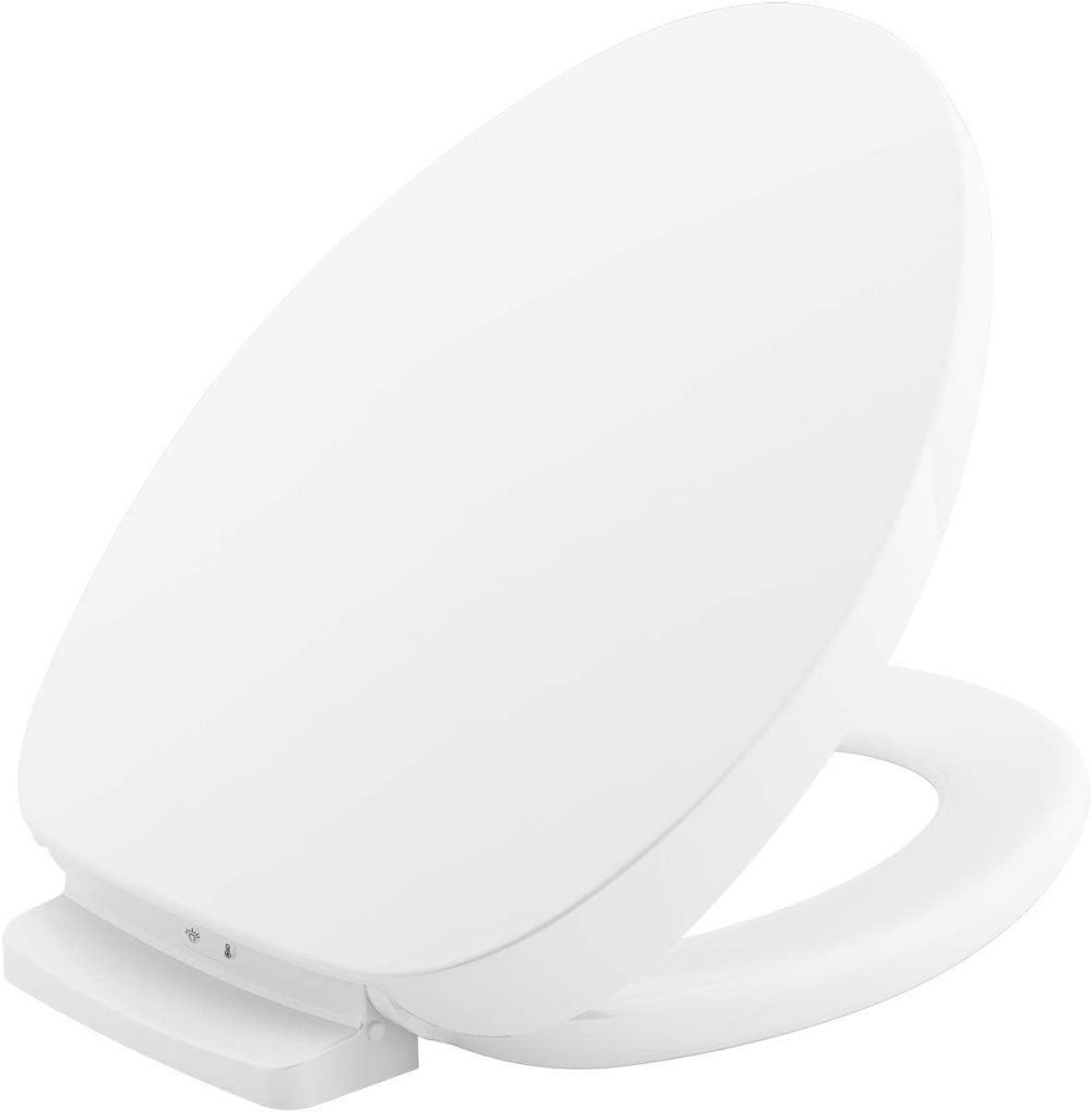 KOHLER 10349-0 PureWarmth Heated Quiet-Close Elongated Toilet Seat, Soft Close Toilet Seat for Standard Toilets, Slow Close, White