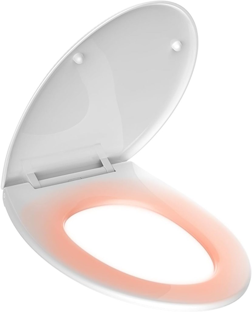 LEIVI Heated Toilet Seat with Built-in Side Control, Lid and Seat Soft Close, Auto Night Light, Easy Installation, Elongated