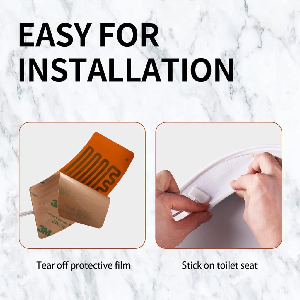 OLYDON Heated Toilet Seat Warmer，Waterproof Elongated Heated Sticker, Easy Disassembly and Installation, Universal Fit Toilet Seat Heater