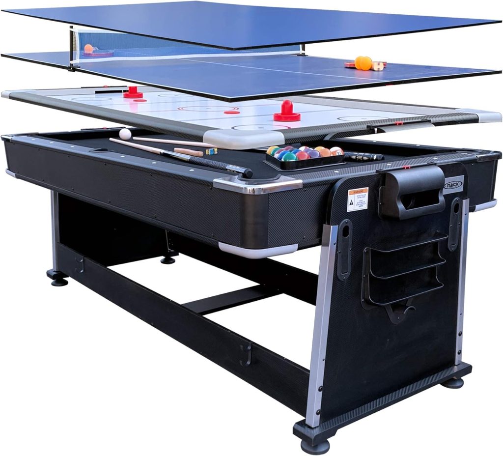 RACK Triad 7-Foot 3-in-1 Multi Game Swivel Billiard/Pool Table