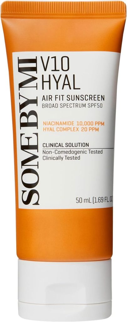 SOME BY MI V10 Hyal Air Fit Sunscreen - 1.69Oz, 50ml - SPF 50 Korean Sunscreen with OTC Broad Spectrum for UVAUVB Protection - No White Cast and Eye Irritation for Sensitive Skin - Korean Skin Care