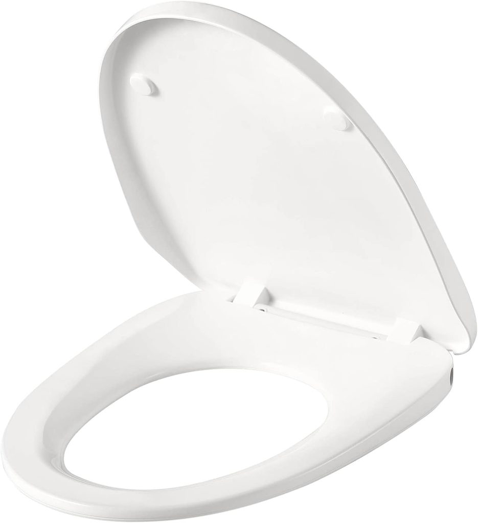 SUPERFLO Heated Toilet Seat Elongated Smart Toilet Seat with Led Nightlight  Temperature Adjustable Electric Toilet Seat, White Slow Close Heated Seat for Toilet