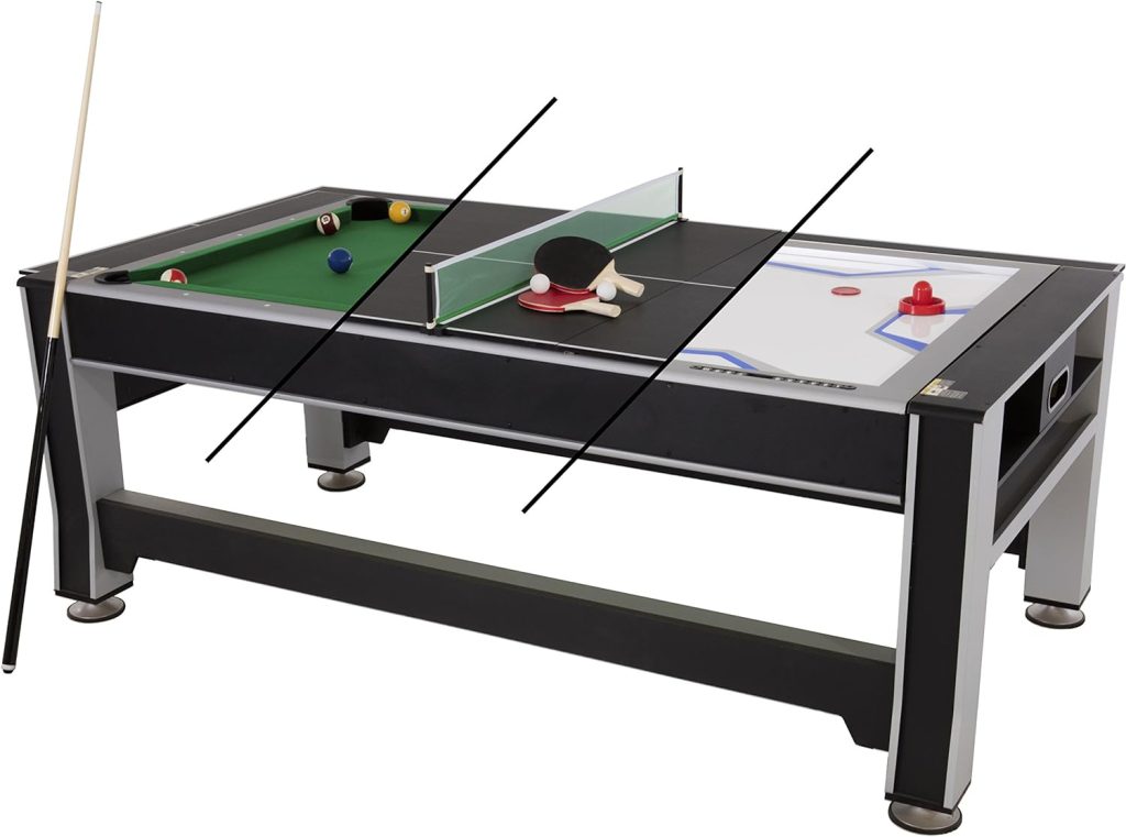 Triumph 3-in-1 7 Rotating Swivel Multigame Table - Air Hockey, Billiards/Pool, and Table Tennis - All Accessories Included