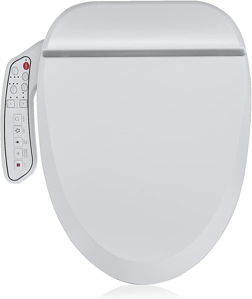 ZMJH ZMA102 Bidet Toilet Seat, Elongated Smart Unlimited Warm Water, Vortex Wash, Electronic Heated, Warm Air Dryer, Rear and Front Wash, LED Light, Need Electricity, White, (Elongated)