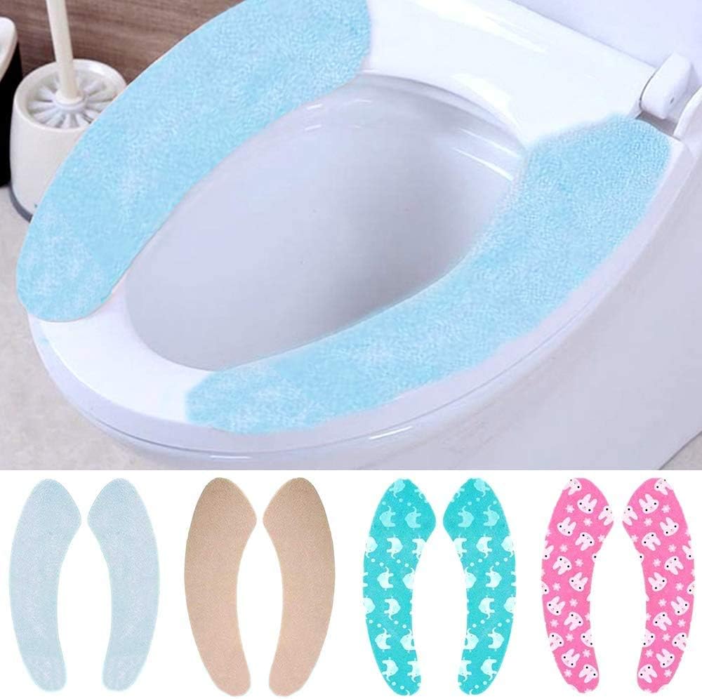 4 Pairs of Soft and Warm Toilet Seat Cover, Can Clean and Reuse Toilet Pads, Suitable for Toilet Rings of Different Shapes, Portable and Easy Installation