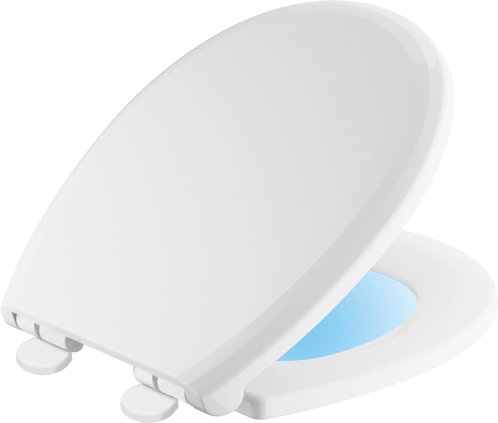 Delta Rubber Limited 803902-N-WH Sanborne Round Nightlight Toilet Seat with Slow Close and Quick-Release, White