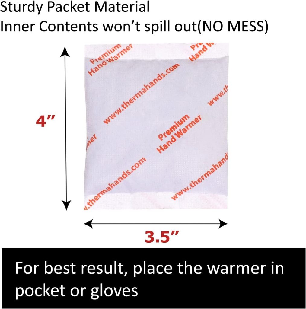 Hand Warmers - Premium (Size: 3.5 inch x 4 inch, Duration: 12+ Hours, Max Temp: 163 F) Air-Activated, Convenient, Safe, Natural, Odorless,  Long Lasting Hand Warmers