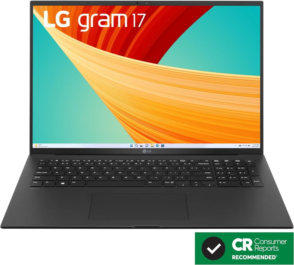 LG gram 17” Lightweight Laptop, Intel 13th Gen Core i7 Evo Platform, Windows 11 Home, 16GB RAM, 1TB SSD, Black