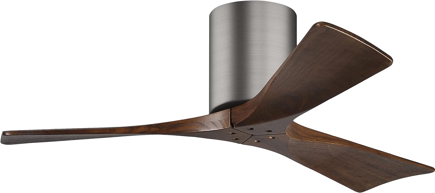 Matthews IR3H-BK-MWH-42 Irene Indoor/Outdoor Damp Rated 42 Hugger Ceiling Fan with Remote  Wall Control, 3 Solid Wood Matte White Blades, Matte Black