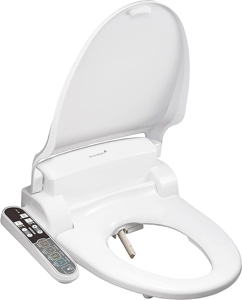 SmartBidet SB-2000 Electric Bidet Seat for Round Toilets - Electronic Heated Toilet Seat with Warm Air Dryer and Temperature Controlled Wash Functions (White)