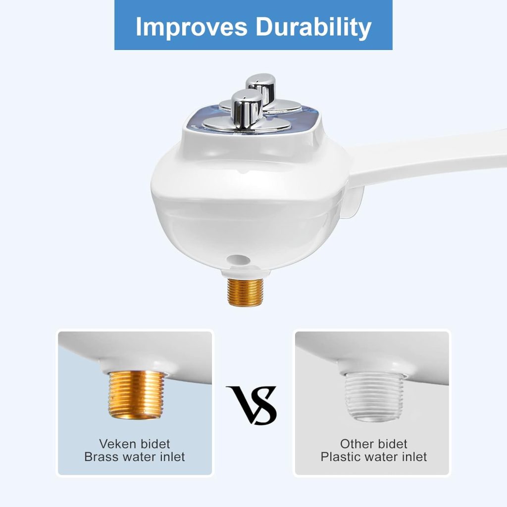 Veken Ultra-Slim Bidet Attachment for Toilet, Non-Electric Self-Cleaning Dual Nozzle (Feminine/Bidet Wash) Toilet Bidet, Fresh Water Sprayer Toilet Seat Attachment with Adjustable Pressure Control