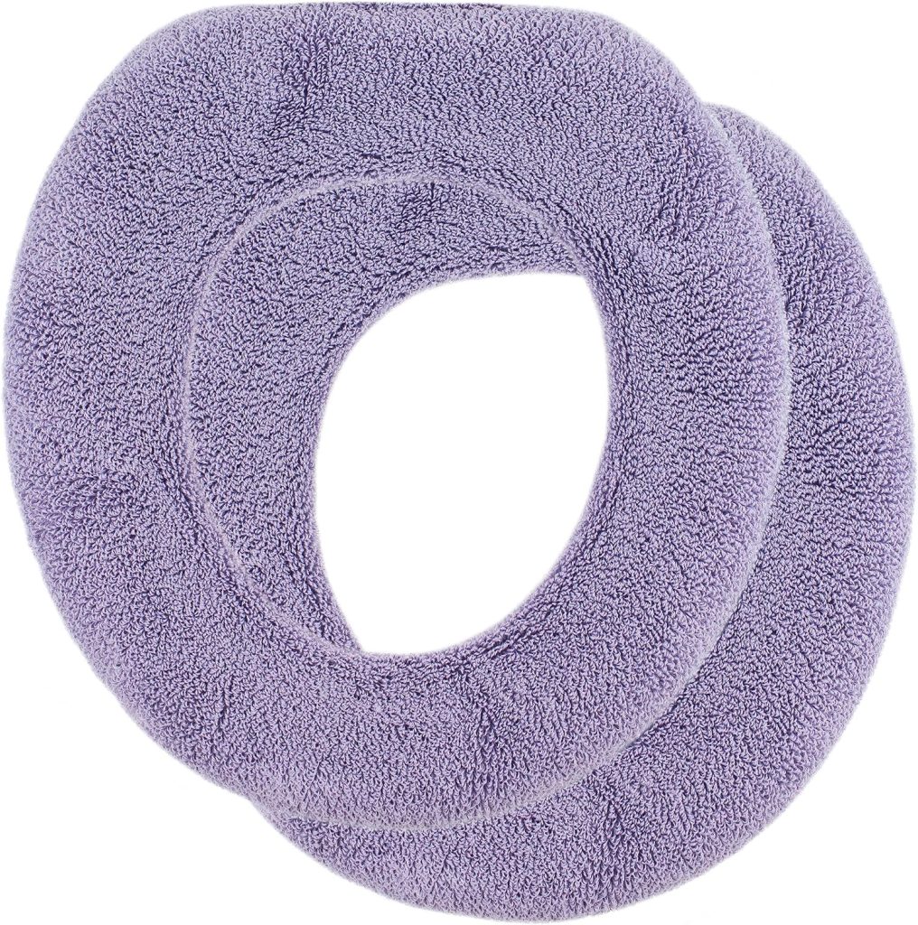 Warm-n-Comfy Soft Toilet Seat Cover - Plush  Thick Fabric Toilet Seat Warmer for Round  Elongated 14x18 Toilet Seats - Reusable, Machine-Washable, Easy-Install - Gift-Ready Packaging - Purple Ash